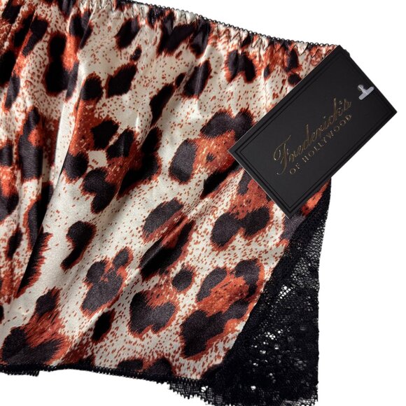 NWT Frederick's of Hollywood Leopard Print Satin Lace Cami Short Set SZ S Sexy - Picture 8 of 12